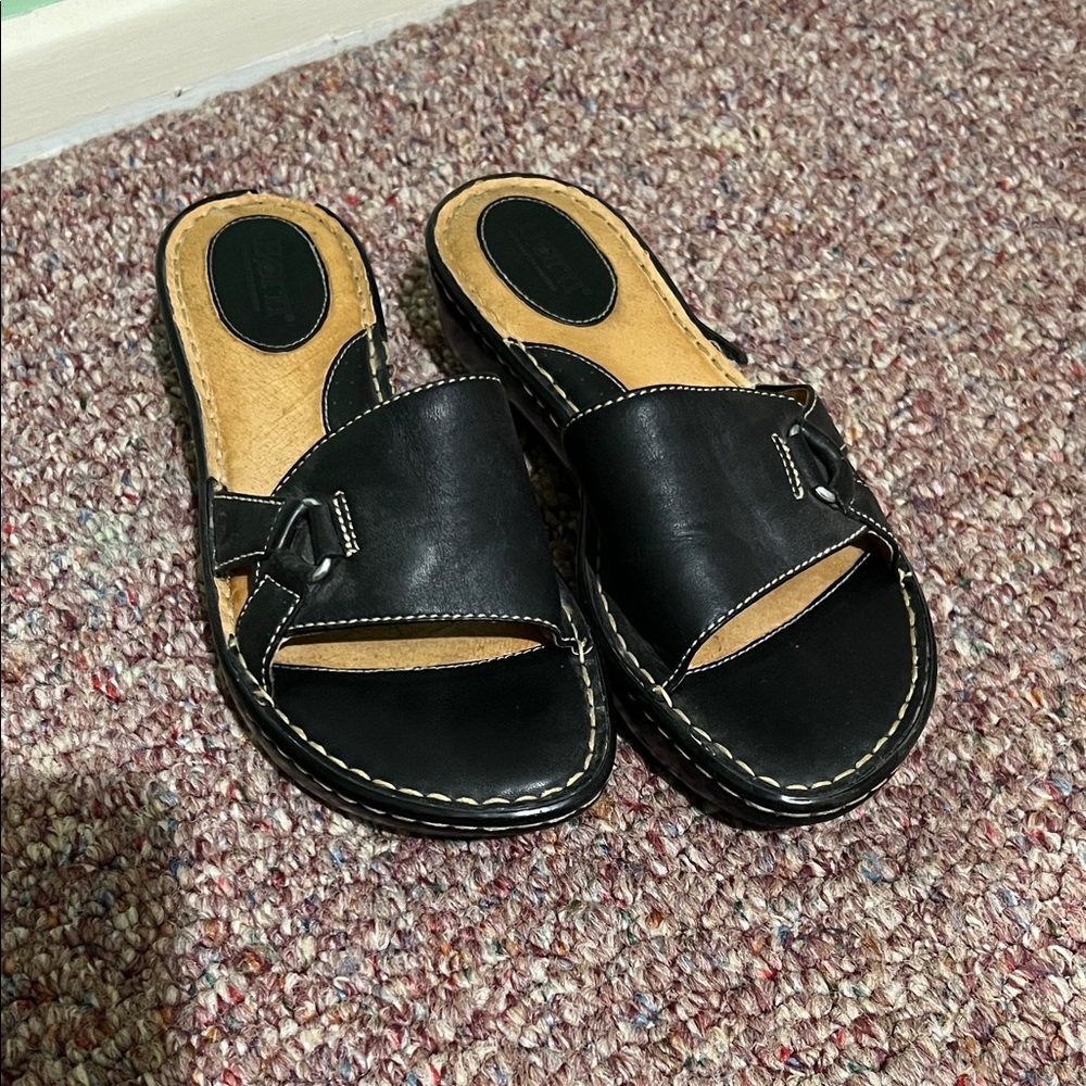 Born Women’s Black Leather Slide Sandals